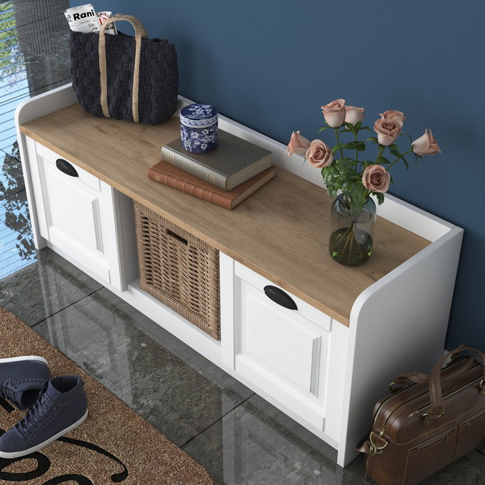 Hanah Home P2 - 1808 Zapatero Blanco y Nogal 120x45x40 cm
